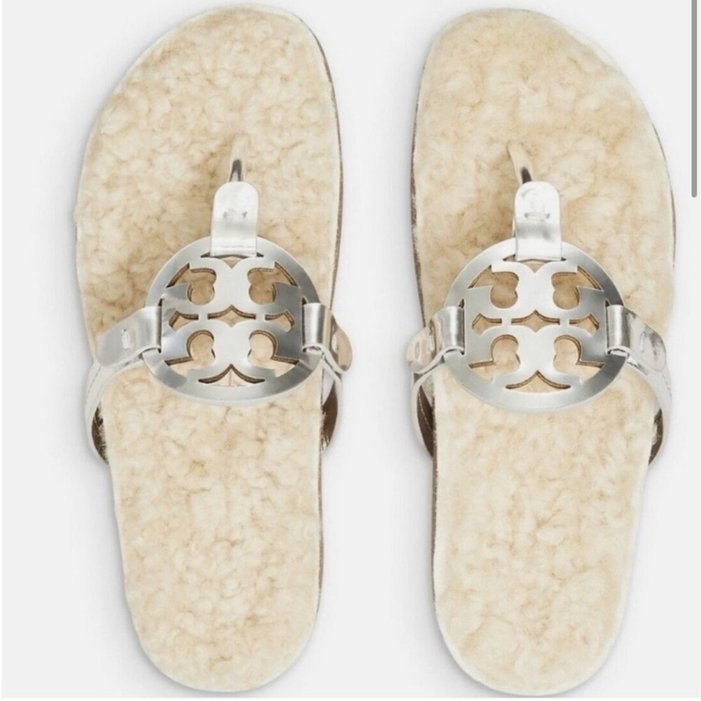 Tory Burch Miller Cloud Shearling Leather Sandals